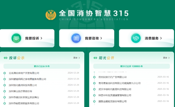 中國“全國消協智慧315平台”正式上線